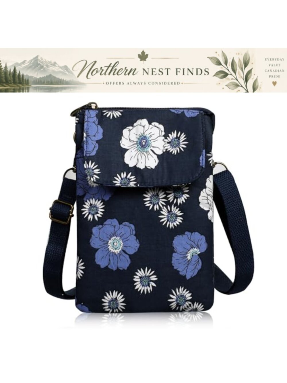 Canvas Crossbody Bag Small Cell Phone Purse Adjustable Strap Women Handbag